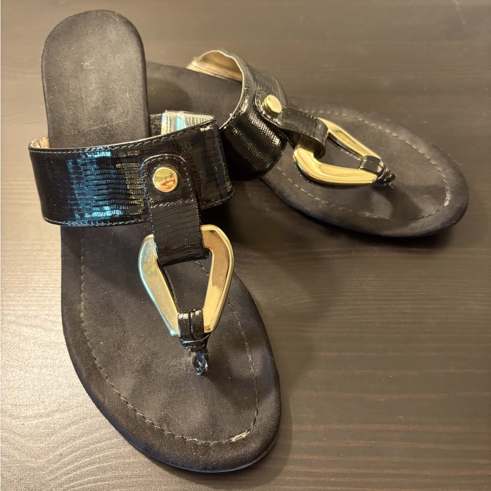 Alfani Patent Leather and Gold Sandals